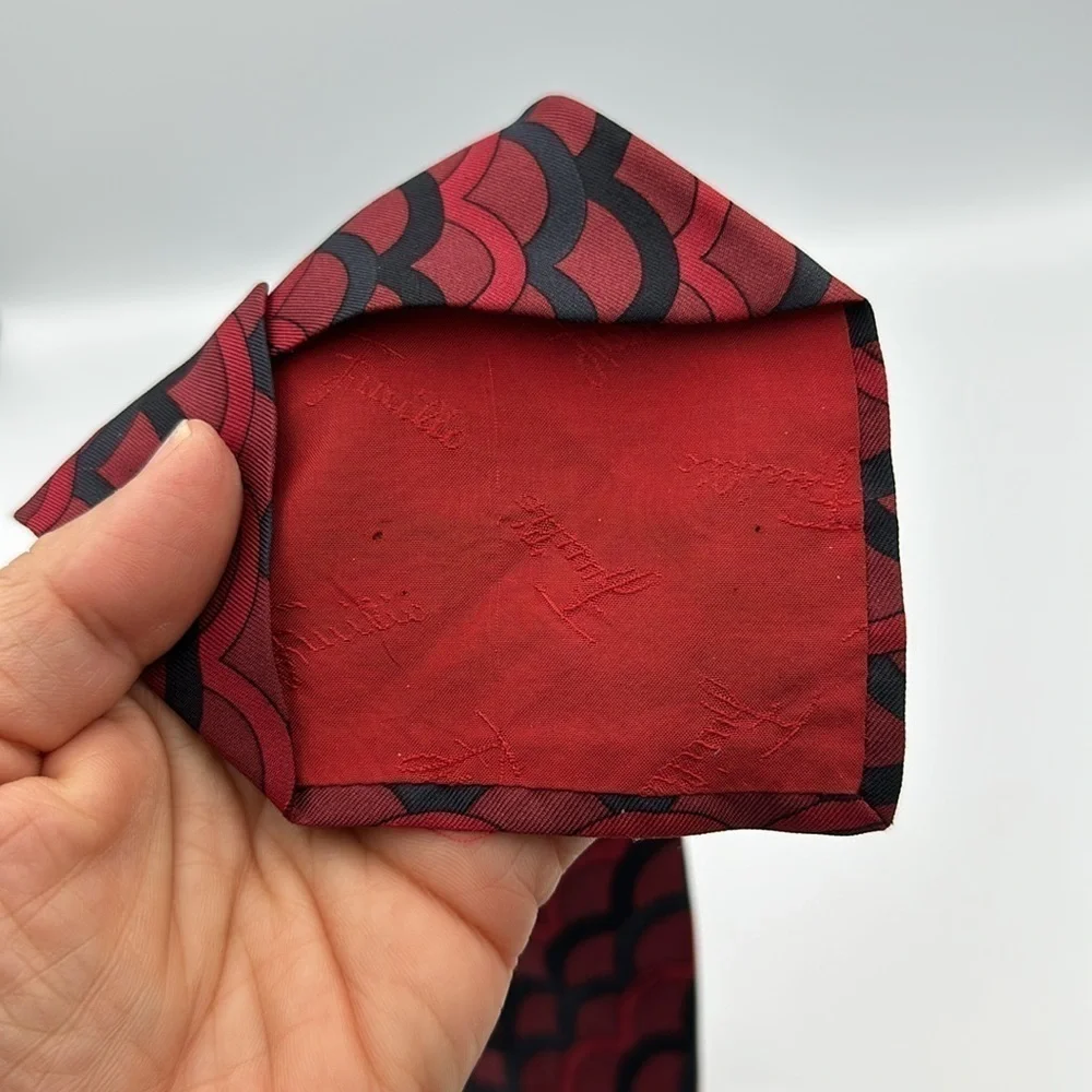 Emilio Pucci Vintage Tie Red Black 56” Long